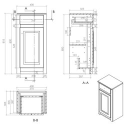 Scudo Classica 400mm Charcoal Grey Side Cabinet with Drawer