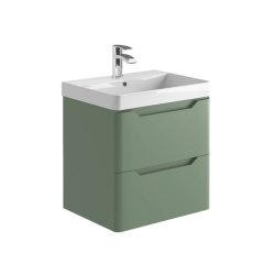 Scudo Ella 600mm Matt Green Wall Mounted Vanity Unit and Basin