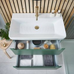 Scudo Ella 800mm Matt Green Wall Mounted Vanity Unit and Basin