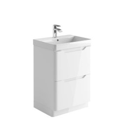 Scudo Ella 600mm Gloss White Floorstanding Vanity Unit and Basin