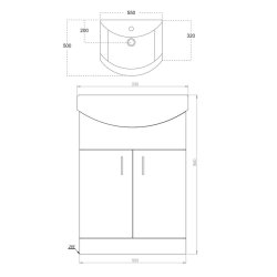 Scudo Lanza 550mm Gloss White Floorstanding Vanity Unit and Basin