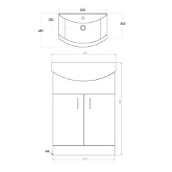 Scudo Lanza 650mm Gloss White Floorstanding Vanity Unit and Basin