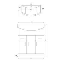 Scudo Lanza 850mm Gloss White Floorstanding Vanity Unit and Basin