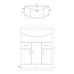 Scudo Lanza 950mm Gloss White Floorstanding Vanity Unit and Basin