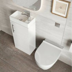 Scudo Lanza 400mm Gloss White Floorstanding Cloakroom Vanity Unit and Basin