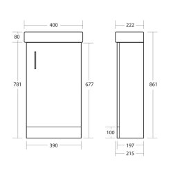 Scudo Lanza 400mm Gloss White Floorstanding Cloakroom Vanity Unit and Basin