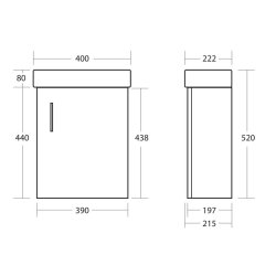 Scudo Lanza 400mm Gloss White Wall Hung Cloakroom Vanity Unit and Basin