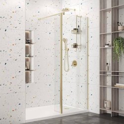 Roman Haven 10mm Select 900mm Wetroom Corner Panel Brushed Brass