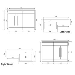 Scudo Lili 1100mm Gloss White RH Furniture Pack