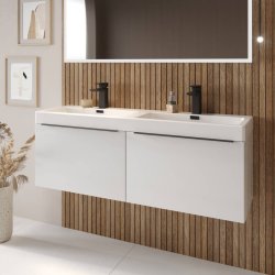 Scudo Muro 1200mm Gloss White Wall Mounted Vanity Unit and Basin