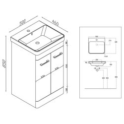 Scudo Rossini 500mm Gloss White Floorstanding Vanity Unit and Basin