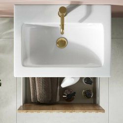 Scudo Alfie 600mm Sonoma Oak Wall Mounted Vanity Unit and Basin