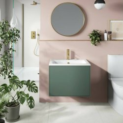 Scudo Alfie 600mm Reed Green Wall Mounted Vanity Unit and Basin