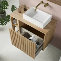 Scudo Alfie 800mm Sonoma Oak Wall Mounted Vanity Unit and Basin