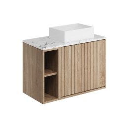 Scudo Alfie 800mm Sonoma Oak Wall Mounted Vanity Unit and Basin