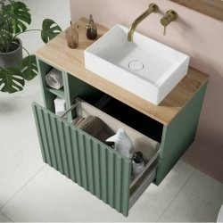 Scudo Alfie 800mm Reed Green Wall Mounted Vanity Unit and Basin