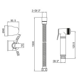 Scudo Chrome Douche Handset with Flexi Hose and Holder