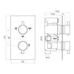 Scudo Chrome Twin Rounded Handle Concealed Shower Valve