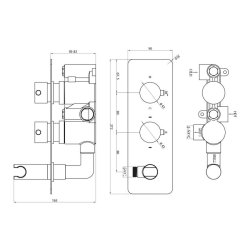 Scudo Chrome Rounded Handle Two Outlet Concealed Shower Valve with Diverter