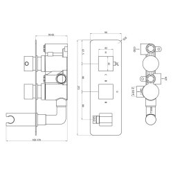 Scudo Chrome Squared Handle Two Outlet Concealed Shower Valve with Diverter