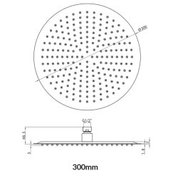 Scudo Black Round 300mm Fixed Shower Head