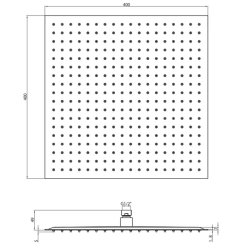 Scudo Chrome Square 400mm Fixed Shower Head