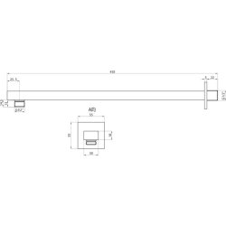 Scudo Chrome Square Extended Shower Wall Arm