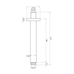 Scudo Black Round Ceiling Mounted Shower Arm