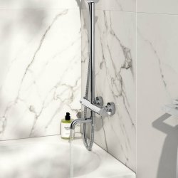 Scudo Solar Chrome Round Rigid Riser Shower with Bath Filler