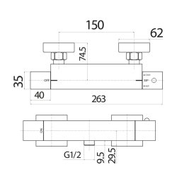 Scudo Chrome Square Exposed Shower Bar Valve