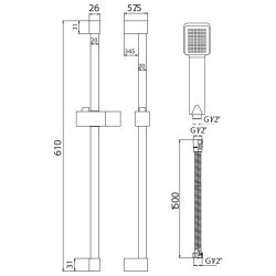 Scudo Black Square Riser Rail Kit with Handset