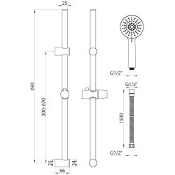 Scudo Middleton Round Riser Rail Kit with Multi Function Handset