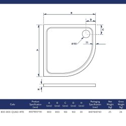 Scudo Shires 800mm White Quadrant Shower Tray