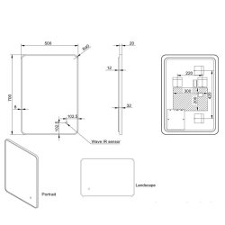 Scudo Alfie 500 x 700mm Brushed Brass Soft Edge LED Mirror