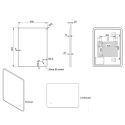 Scudo Alfie 600 x 800mm Matt Black Soft Edge LED Mirror