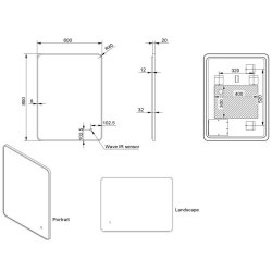 Scudo Alfie 600 x 800mm Brushed Brass Soft Edge LED Mirror