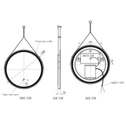 Scudo Belini 600mm Black Round LED Hanging Mirror