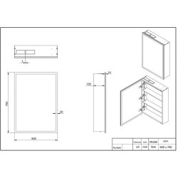 Scudo Prospr 500 x 700mm Single Door Bluetooth LED Mirror Cabinet