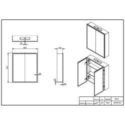 Scudo Prospr 600 x 700mm Double Door Bluetooth LED Mirror Cabinet