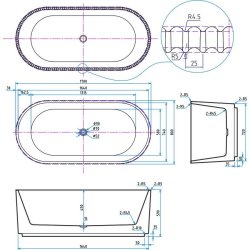 Scudo Labyrinth Fluted 1700 x 800mm Freestanding Bath