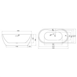 Scudo Onyx 1555 x 745mm Freestanding Bath