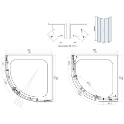 Scudo S6 800mm Brushed Brass Double Door Quadrant Shower Enclosure