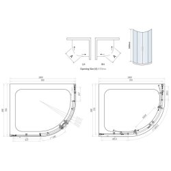 Scudo S6 1000 x 800mm Chrome Double Door Offset Quadrant Shower Enclosure