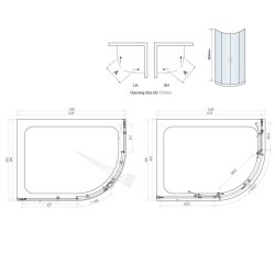 Scudo S6 1200 x 900mm Chrome Double Door Offset Quadrant Shower Enclosure