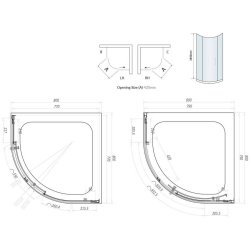 Scudo S6 800mm Chrome Single Door Quadrant Shower Enclosure