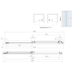 Scudo S6 1400mm Chrome Sliding Shower Door