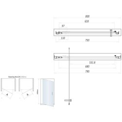 Scudo S6 800mm Chrome Pivot Shower Door