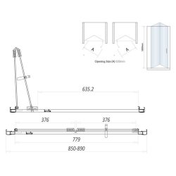 Scudo S6 900mm Black Bifold Shower Door