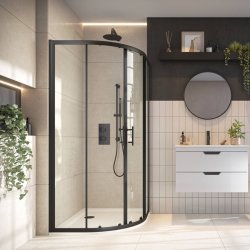 Scudo S6 800mm Black Double Door Quadrant Shower Enclosure