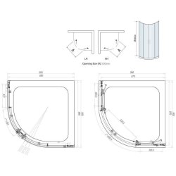 Scudo S6 900mm Black Double Door Quadrant Shower Enclosure